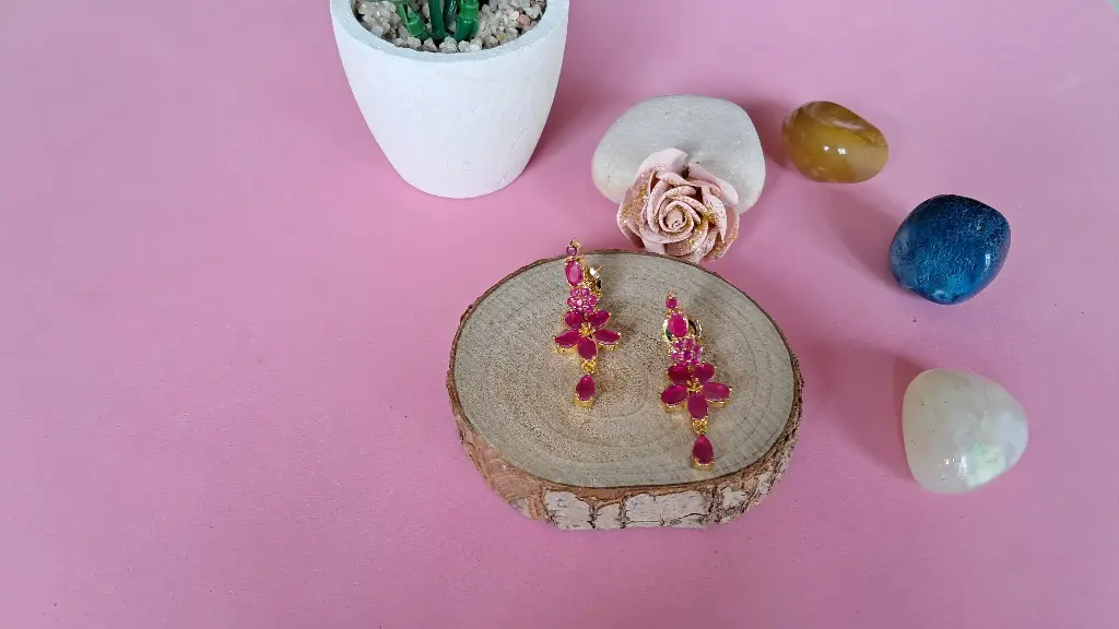 Pink flower shaped earrings