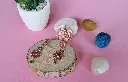 Multiflower pink green earrings