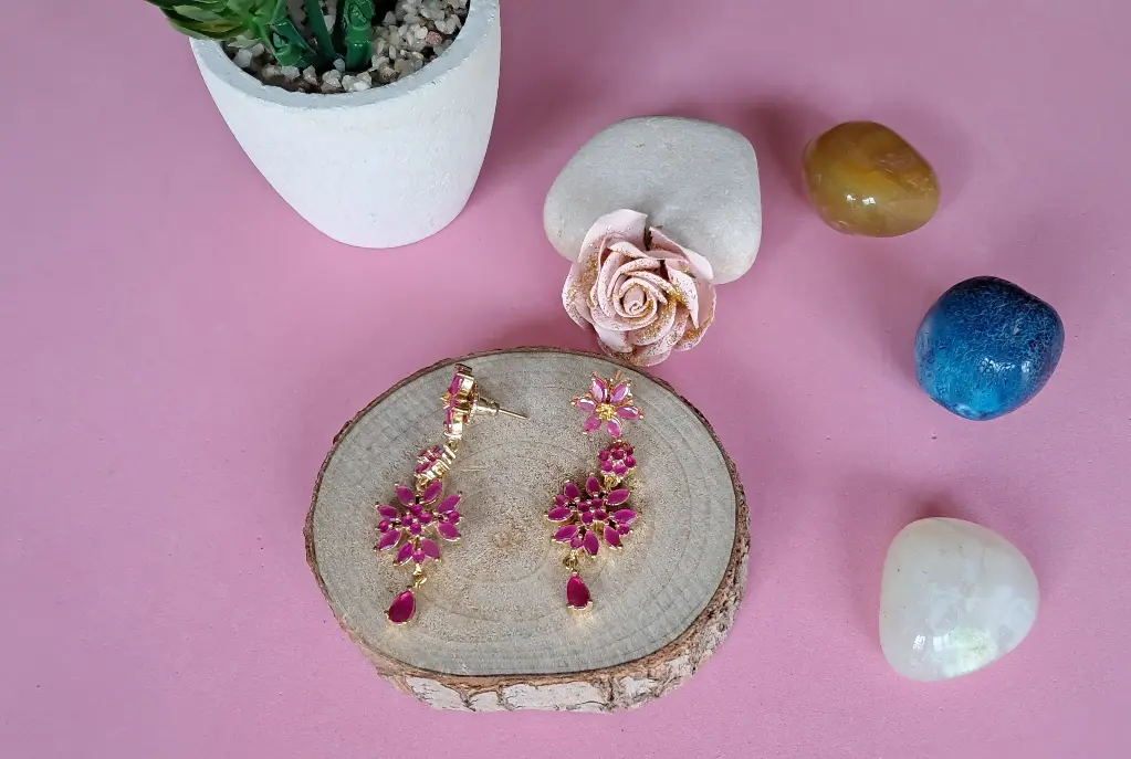 Multilflower pink earrings