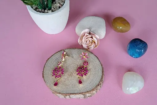 [TP-318] Multilflower pink earrings