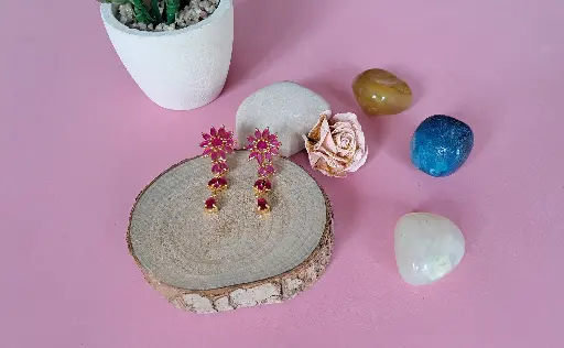 [TP-317-1] Pink flower earrings