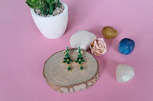 [TP-322] Green flower shaped earrings